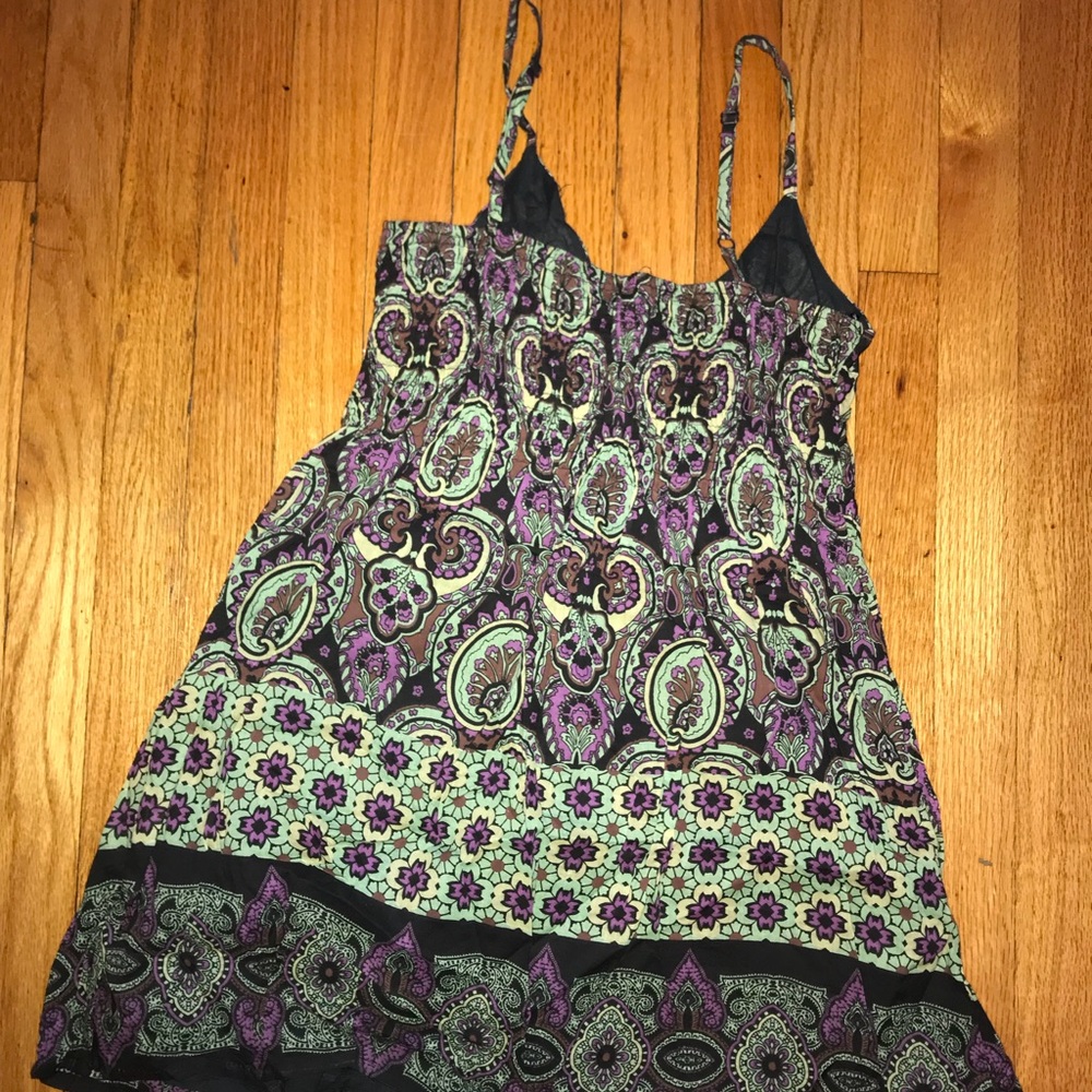 Forever 21 medium m summer dress fun flow short hippy boho flower paisley beach - Picture 5 of 6